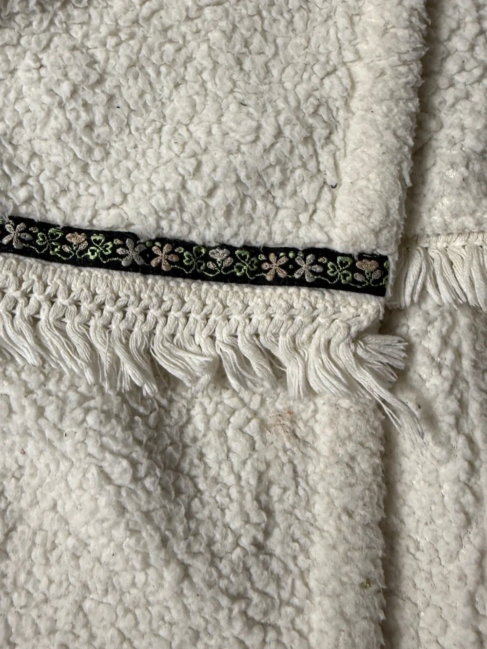 Natural Life Throw Blanket Fleece Fringe Neutral Beige
